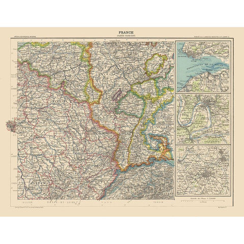 North East France - Schrader 1908 Black Modern Wood Framed Art Print with Double Matting by Schrader