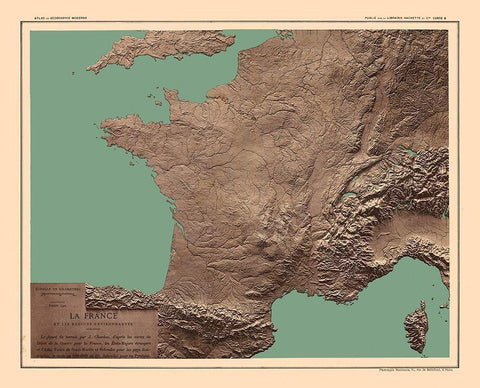 Relief France - Schrader 1908 White Modern Wood Framed Art Print with Double Matting by Schrader