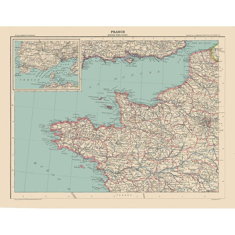 North West France - Schrader 1908 Black Modern Wood Framed Art Print by Schrader