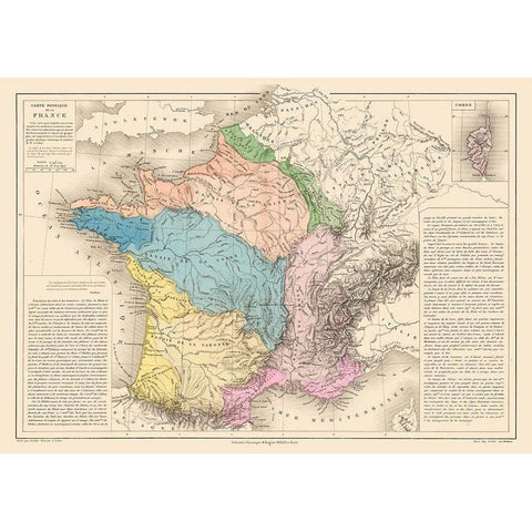 Physical France - Drioux 1882 Gold Ornate Wood Framed Art Print with Double Matting by Drioux
