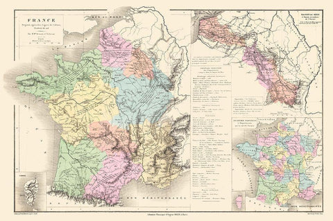 France - Drioux 1882 White Modern Wood Framed Art Print with Double Matting by Drioux