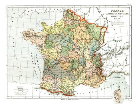 Ancient Provinces of France - Cortambert 1880 White Modern Wood Framed Art Print with Double Matting by Cortambert