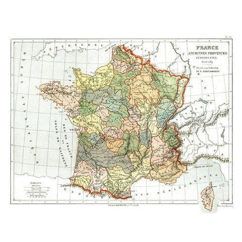 Ancient Provinces of France - Cortambert 1880 Black Modern Wood Framed Art Print by Cortambert