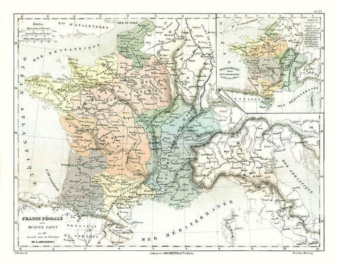 Feudal France Hugh Capet - Cortambert 1880 White Modern Wood Framed Art Print with Double Matting by Cortambert