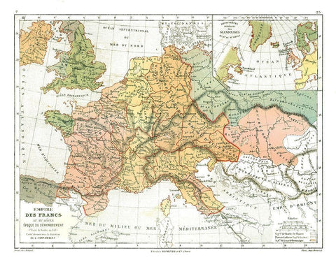 Kingdom of the Franks France - Cortambert 1880 Black Ornate Wood Framed Art Print with Double Matting by Cortambert