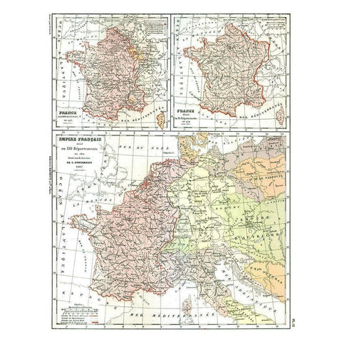 France 1715-1867 - Cortambert 1880 Black Modern Wood Framed Art Print with Double Matting by Cortambert