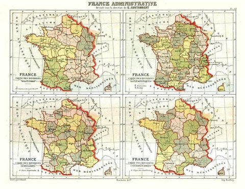 Administrative France - Cortambert 1880 White Modern Wood Framed Art Print with Double Matting by Cortambert