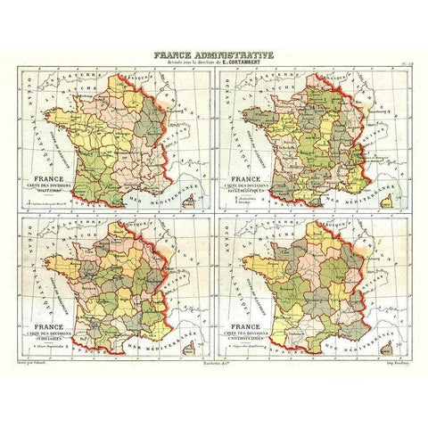 Administrative France - Cortambert 1880 Black Modern Wood Framed Art Print by Cortambert