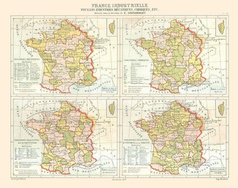 Industries France - Cortambert 1880 White Modern Wood Framed Art Print with Double Matting by Cortambert