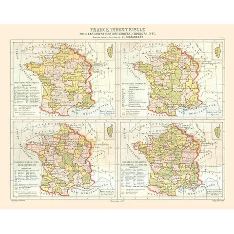 Industries France - Cortambert 1880 Black Modern Wood Framed Art Print by Cortambert