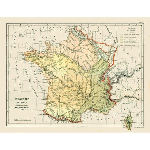 Physical France - Cortambert 1880 Gold Ornate Wood Framed Art Print with Double Matting by Cortambert