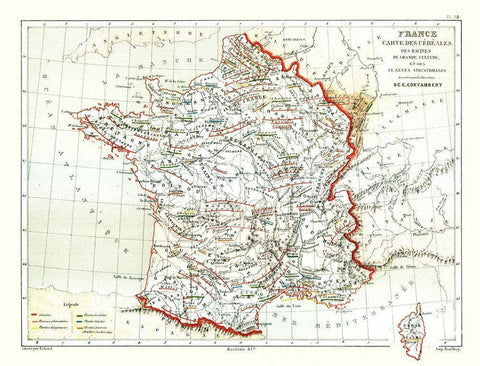 Agriculture Industry France - Cortambert 1880 White Modern Wood Framed Art Print with Double Matting by Cortambert