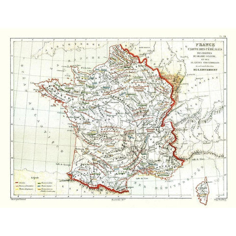 Agriculture Industry France - Cortambert 1880 White Modern Wood Framed Art Print by Cortambert