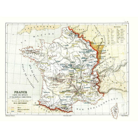 Metals Combustible Minerals France Black Modern Wood Framed Art Print with Double Matting by Cortambert