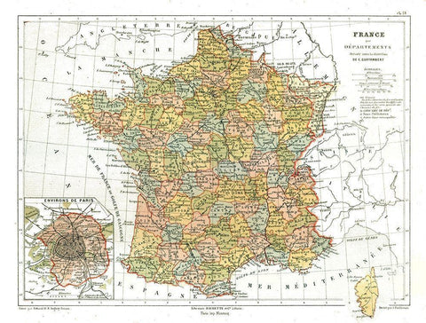 France - Cortambert 1880 Black Ornate Wood Framed Art Print with Double Matting by Cortambert