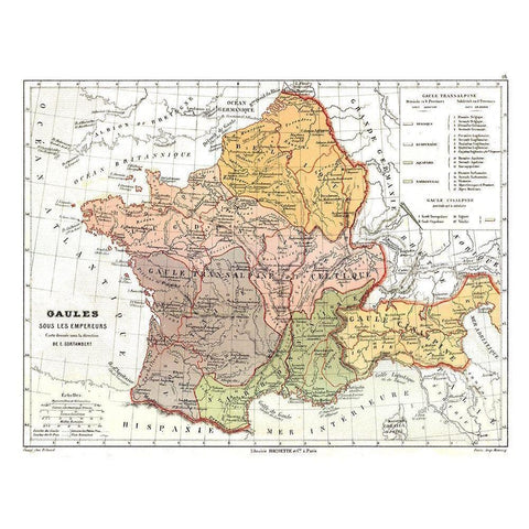 Gaul Empires France - Cortambert 1880 Gold Ornate Wood Framed Art Print with Double Matting by Cortambert