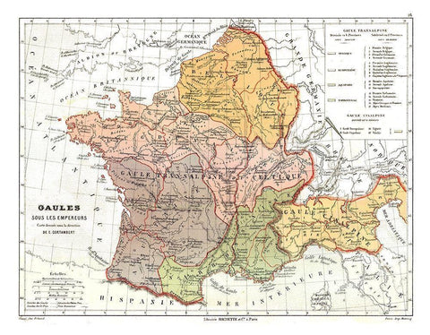 Gaul Empires France - Cortambert 1880 White Modern Wood Framed Art Print with Double Matting by Cortambert