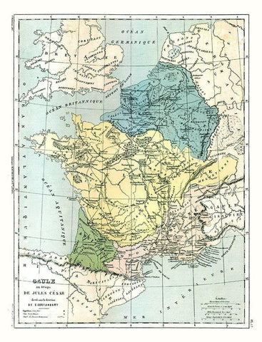 Gaul Julius Caesar France - Cortambert 1880 White Modern Wood Framed Art Print with Double Matting by Cortambert