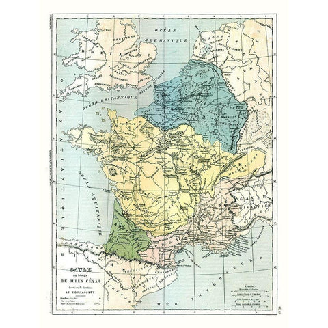 Gaul Julius Caesar France - Cortambert 1880 White Modern Wood Framed Art Print by Cortambert