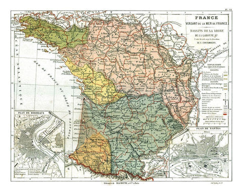 Basins of Loire France - Cortambert 1880 White Modern Wood Framed Art Print with Double Matting by Cortambert