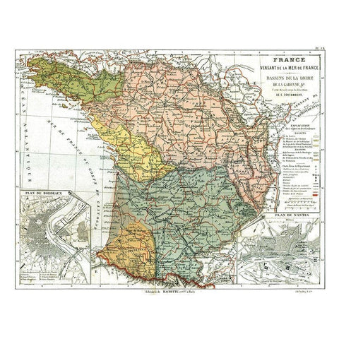 Basins of Loire France - Cortambert 1880 Black Modern Wood Framed Art Print with Double Matting by Cortambert