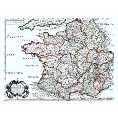 Ancient France - Sanson 1641 Black Modern Wood Framed Art Print by Sanson