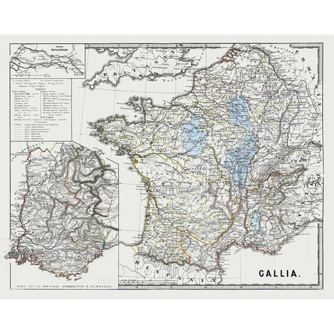 Gallia France - Spruner 1865 Gold Ornate Wood Framed Art Print with Double Matting by Spruner