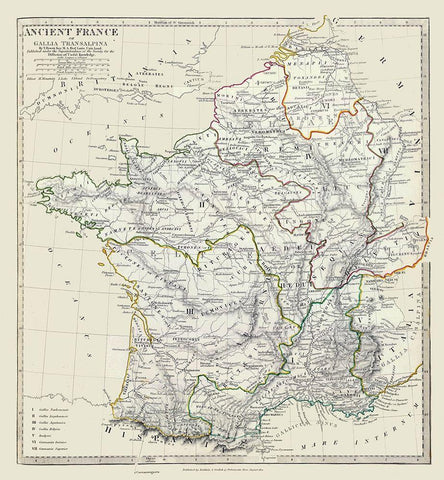 Ancient France - Hewitt 1830 White Modern Wood Framed Art Print with Double Matting by Hewitt