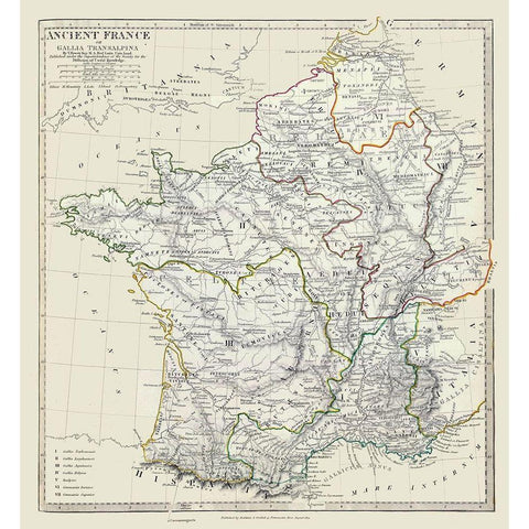 Ancient France - Hewitt 1830 Black Modern Wood Framed Art Print by Hewitt