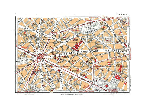 Northwestern Paris France - Blue Guides 1921 Black Ornate Wood Framed Art Print with Double Matting by Blue Guides