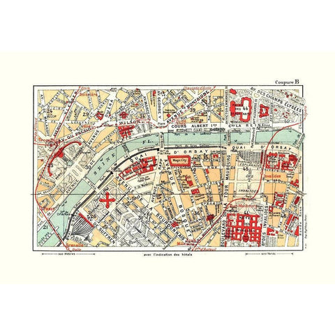 Eiffel Tower Paris France - Blue Guides 1921 Black Modern Wood Framed Art Print with Double Matting by Blue Guides