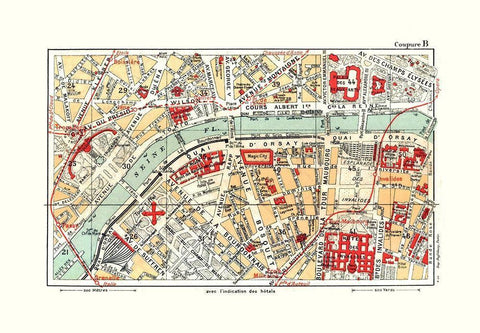 Eiffel Tower Paris France - Blue Guides 1921 White Modern Wood Framed Art Print with Double Matting by Blue Guides