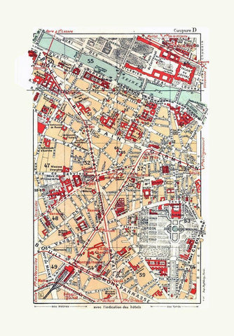 Central Paris France - Blue Guides 1921 White Modern Wood Framed Art Print with Double Matting by Blue Guides