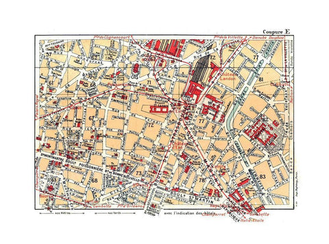 Northeastern Paris France - Blue Guides 1921 White Modern Wood Framed Art Print with Double Matting by Blue Guides