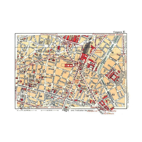 Northeastern Paris France - Blue Guides 1921 Gold Ornate Wood Framed Art Print with Double Matting by Blue Guides