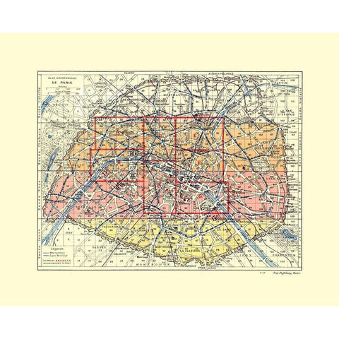 Paris France - Blue Guides 1921 Gold Ornate Wood Framed Art Print with Double Matting by Blue Guides
