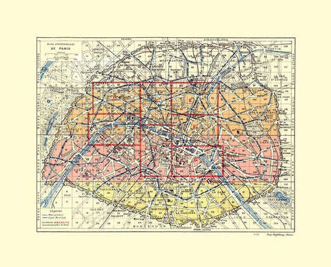 Paris France - Blue Guides 1921 White Modern Wood Framed Art Print with Double Matting by Blue Guides