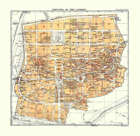 Pere Lachaise Cemetery Paris France White Modern Wood Framed Art Print with Double Matting by Blue Guides