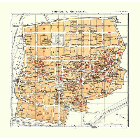 Pere Lachaise Cemetery Paris France Gold Ornate Wood Framed Art Print with Double Matting by Blue Guides