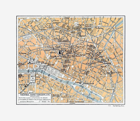 Theatres Cafes Paris France - Blue Guides 1921 White Modern Wood Framed Art Print with Double Matting by Blue Guides