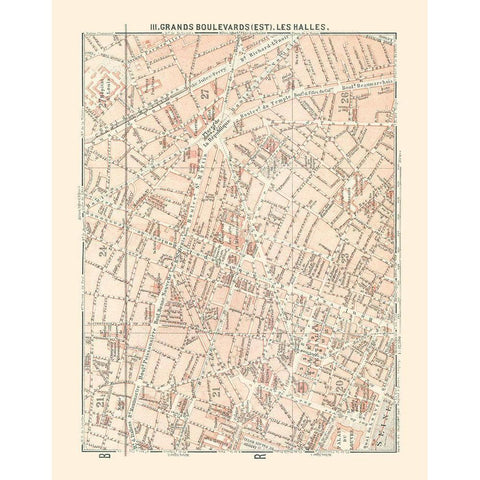 Les Halles Paris France - Baedeker 1911 Gold Ornate Wood Framed Art Print with Double Matting by Baedeker