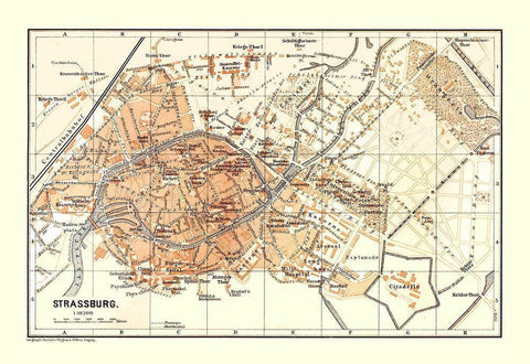 Strasbourg France - Baedeker 1896 White Modern Wood Framed Art Print with Double Matting by Baedeker