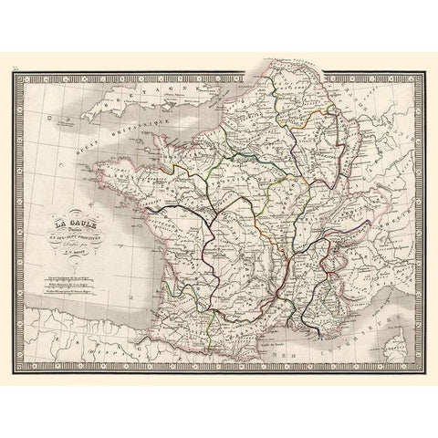 Ancient France Ten Provinces - Monin 1839 White Modern Wood Framed Art Print by Monin