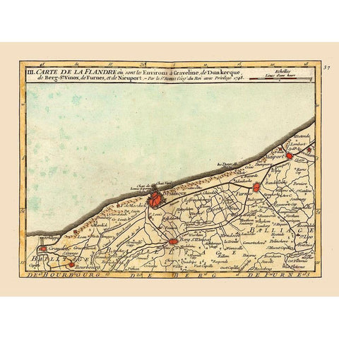 Gravelines Environs France - Robert 1748  Black Modern Wood Framed Art Print with Double Matting by Robert