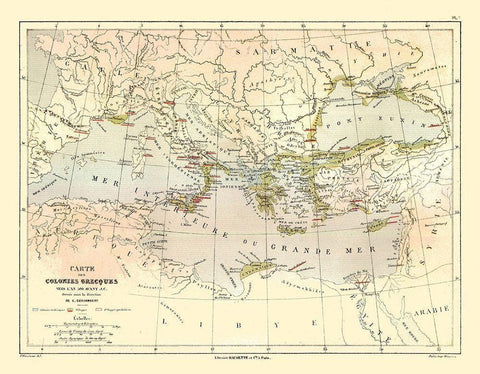 Middle East Greek Colonies Around 500 B.C. White Modern Wood Framed Art Print with Double Matting by Cortambert