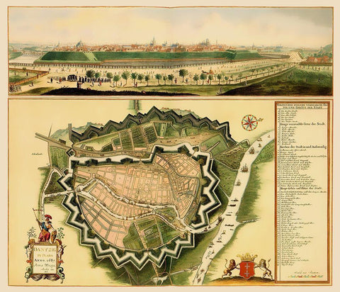 Eastern Europe Gdansk Poland Panoramic Black Ornate Wood Framed Art Print with Double Matting by Willer