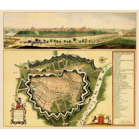 Eastern Europe Gdansk Poland Panoramic Gold Ornate Wood Framed Art Print with Double Matting by Willer