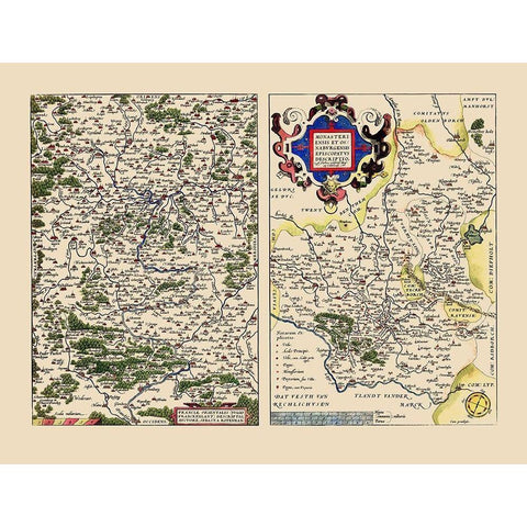 Schleswig Holstein Region Germany - Ortelius 1573 Gold Ornate Wood Framed Art Print with Double Matting by Ortelius