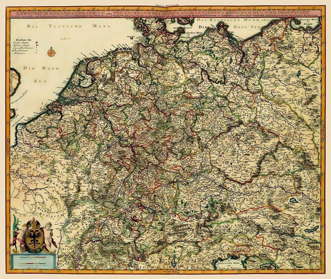 German Roman Empire Germany - Visscher 1681 Black Ornate Wood Framed Art Print with Double Matting by Visscher