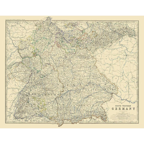 Southwest Germany - Johnston 1861 Gold Ornate Wood Framed Art Print with Double Matting by Johnston